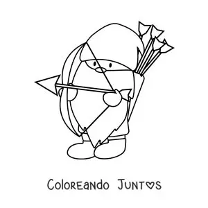 Imagen para colorear de gnomo animado infantil con el símbolo de Sagitario