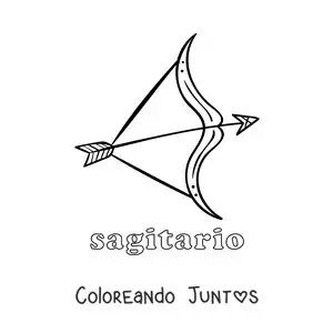 Imagen para colorear del arco del signo zodiacal Sagitario con su nombre