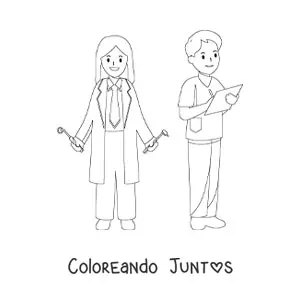 Imagen para colorear de dos dentistas