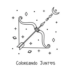 Imagen para colorear del símbolo de Sagitario con astros