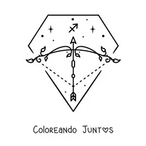 Imagen para colorear del símbolo de Sagitario fácil con estrellas