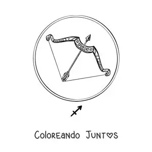 Imagen para colorear de arco de Sagitario y su símbolo