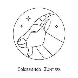 Imagen para colorear de símbolo de Capricornio animado fácil