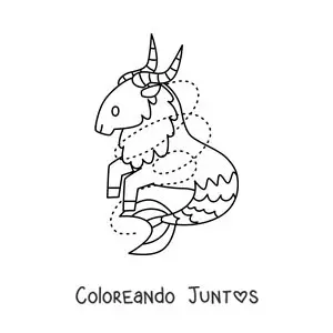 Imagen para colorear de personaje animado infantil de la mitología de Capricornio