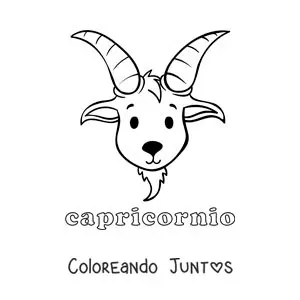 Imagen para colorear del signo de Capricornio animado infantil con su nombre