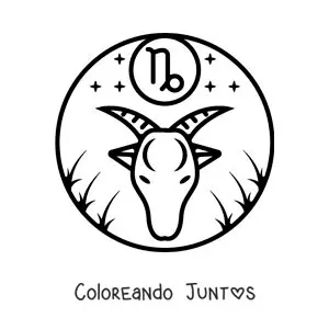 Imagen para colorear del símbolo de Capricornio fácil para niños
