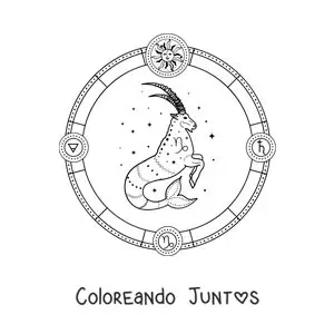 Imagen para colorear de símbolos del signo Capricornio