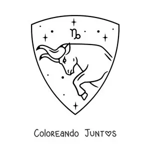 Imagen para colorear del signo de Capricornio con su símbolo