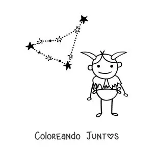 Imagen para colorear de caricatura de la mitología del signo Capricornio y su constelación