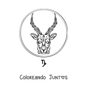 Imagen para colorear de cabra realista del signo Capricornio