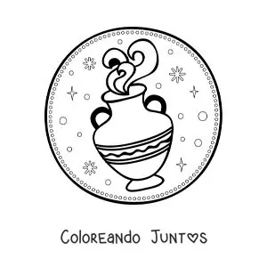 Imagen para colorear de símbolo de Acuario con estrellas