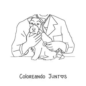 Veterinario examinando a un perro