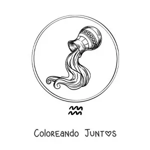 Imagen para colorear de vasija del signo Acuario realista