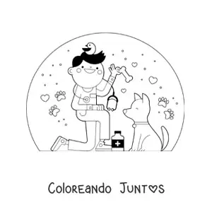 Veterinario animado con perro