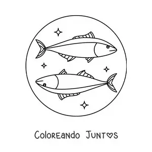 Imagen para colorear de dos peces del signo Piscis