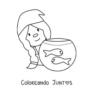 Imagen para colorear de gnomo animado infantil del signo Piscis