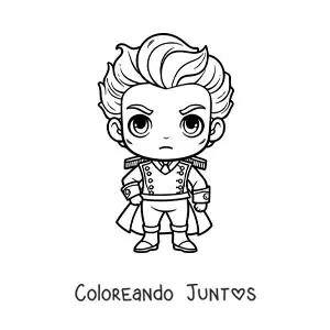 Imagen para colorear de Simón Bolívar kawaii