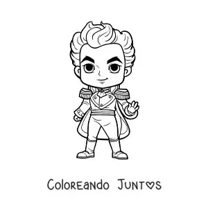 Imagen para colorear de Simón Bolívar animado kawaii