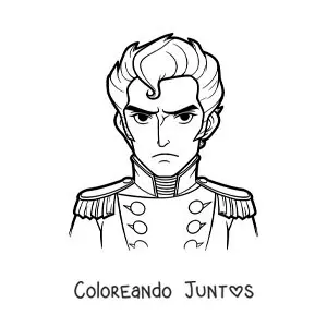 Imagen para colorear de Simón Bolívar animado para niños