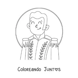Imagen para colorear de caricatura de Simón Bolívar para niños