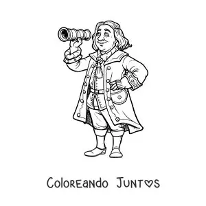 Cristóbal Colón animado observando por un catalejo
