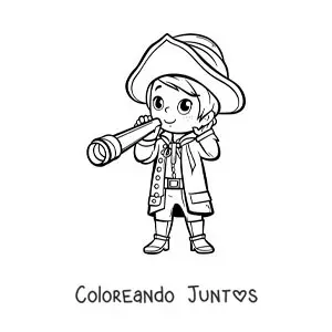 Cristóbal Colón kawaii con un catalejo