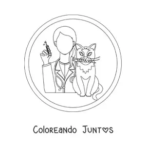 Imagen para colorear de una veterinaria y un gato