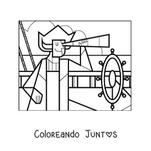 Imagen para colorear de Cristóbal Colón cuando descubrió américa fácil