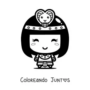 Imagen para colorear de Cleopatra kawaii