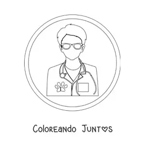Imagen para colorear de un veterinario con uniforme