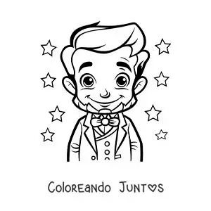 Imagen para colorear de Abraham Lincoln kawaii