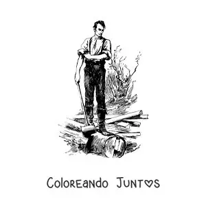 Abraham Lincoln cortando un árbol