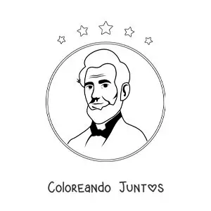Imagen para colorear de Abraham Lincoln con estrellas