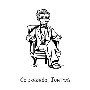 Imagen para colorear de Abraham Lincoln sentado