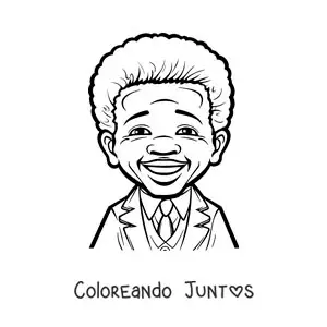 Imagen para colorear de caricatura de Nelson Mandela