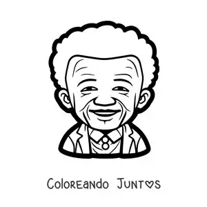 Imagen para colorear de caricatura infantil de Nelson Mandela