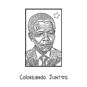 Imagen para colorear del rostro de Nelson Mandela