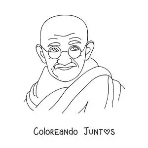 Imagen para colorear de un retrato de Mahatma Gandhi