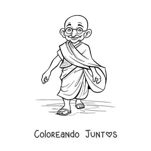 Caricatura de Mahatma Gandhi caminando