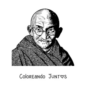 Imagen para colorear de un retrato de Mahatma Gandhi realista
