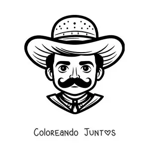 Imagen para colorear de Emiliano Zapata animado fácil