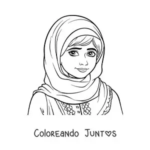 Imagen para colorear de una caricatura de Malala Yousafzai