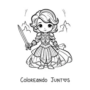 Imagen para colorear de Santa Juana de Arco kawaii