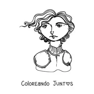 Imagen para colorear de una caricatura de Juana de Arco fácil
