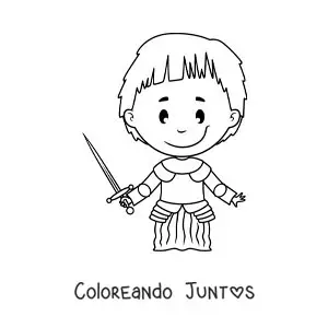 Imagen para colorear de Juana de Arco animada fácil para niños