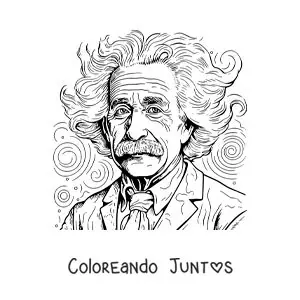 Imagen para colorear de un retrato realista de Albert Einstein