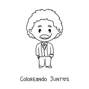 Imagen para colorear de Albert Einstein animado fácil para niños