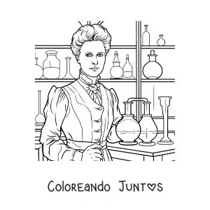 Marie Curie animada en su laboratorio de química