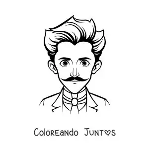 Imagen para colorear de una caricatura de Nikola Tesla