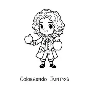 Imagen para colorear de una caricatura infantil de Isaac Newton
